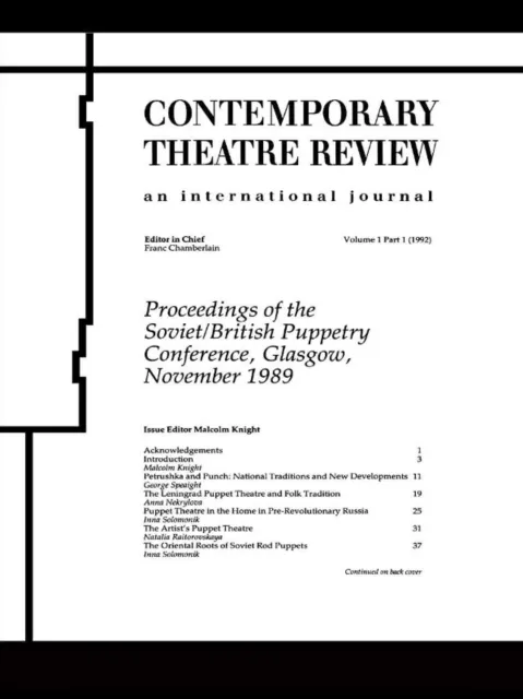 Proceedings of the Soviet/British Puppetry Conference