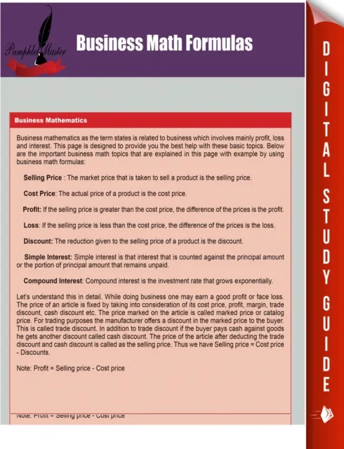 Business Math Formulas
