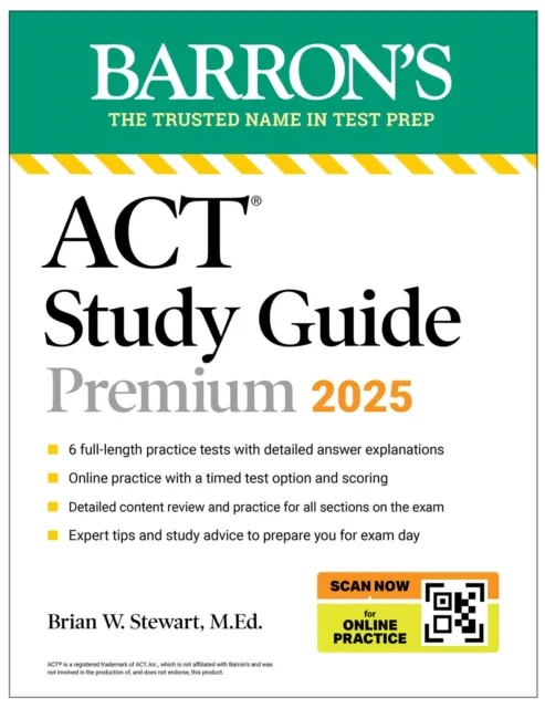 ACT Study Guide Premium, 2025: 6 Practice Tests + Comprehensive Review + Online Practice