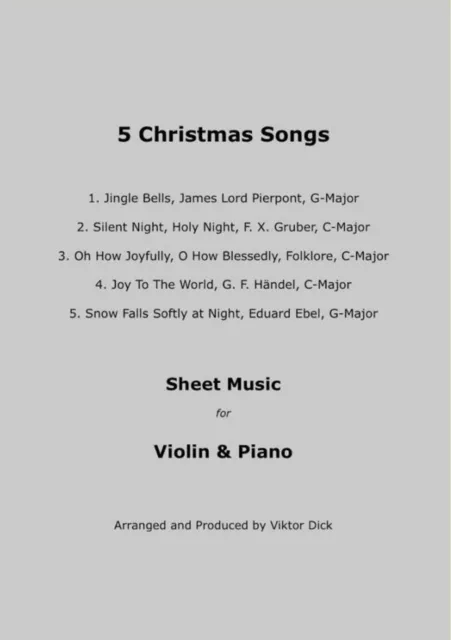 5 Christmas Songs Sheet Music for Violin & Piano