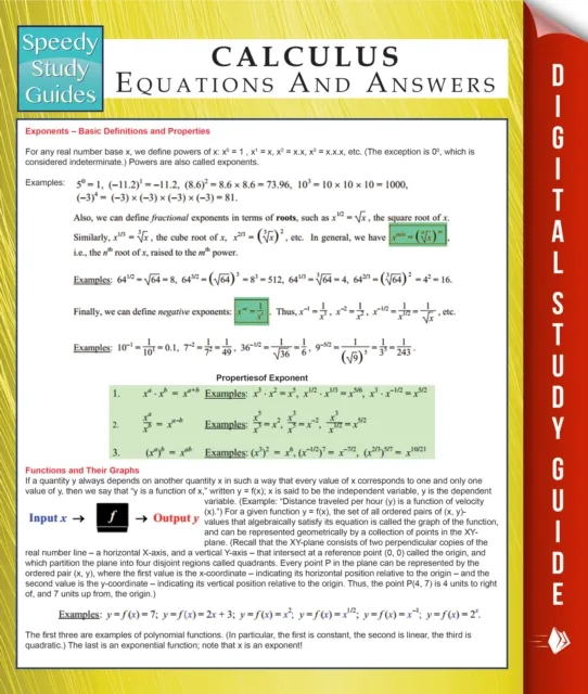 Calculus Equations And Answers (Speedy Study Guides)