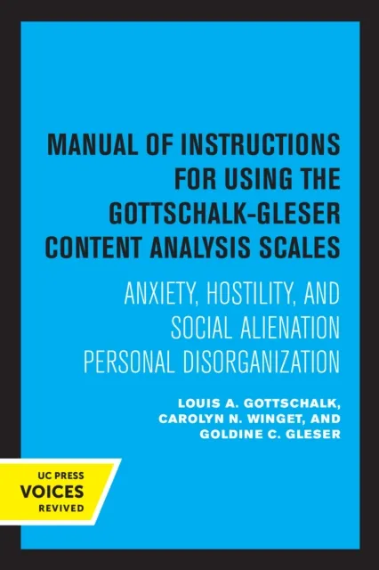 Manual of Instructions for Using the Gottschalk-Gleser Content Analysis Scales