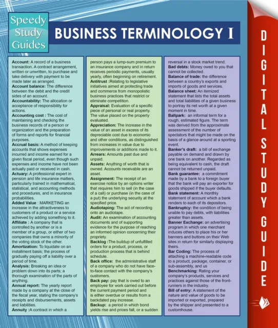 Business Terminology I (Speedy Study Guides)
