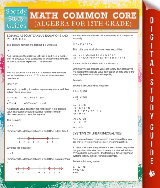 Math Common Core (Algebra for 12th Grade) (Speedy Study Guides)