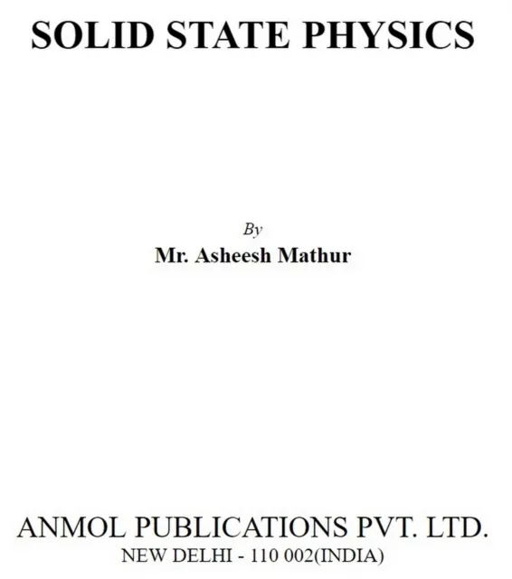Solid State Physics