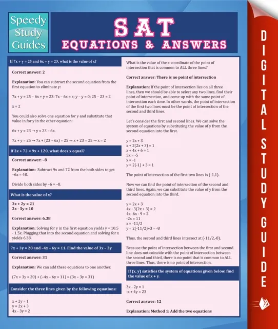 SAT Equations & Answers (Speedy Study Guide)